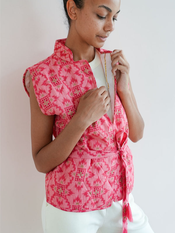 Chives Vest Ikat Coral