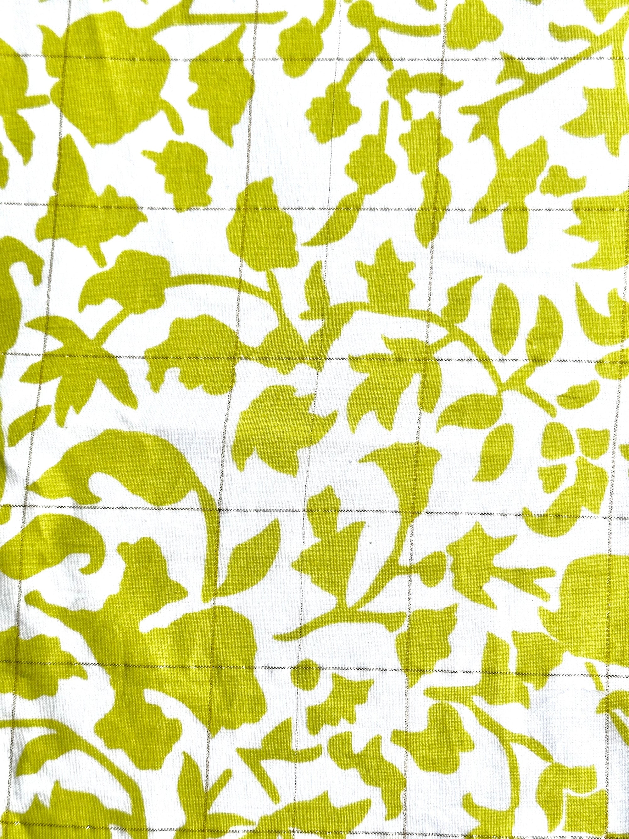 Tablecloth Leaf Print Lime