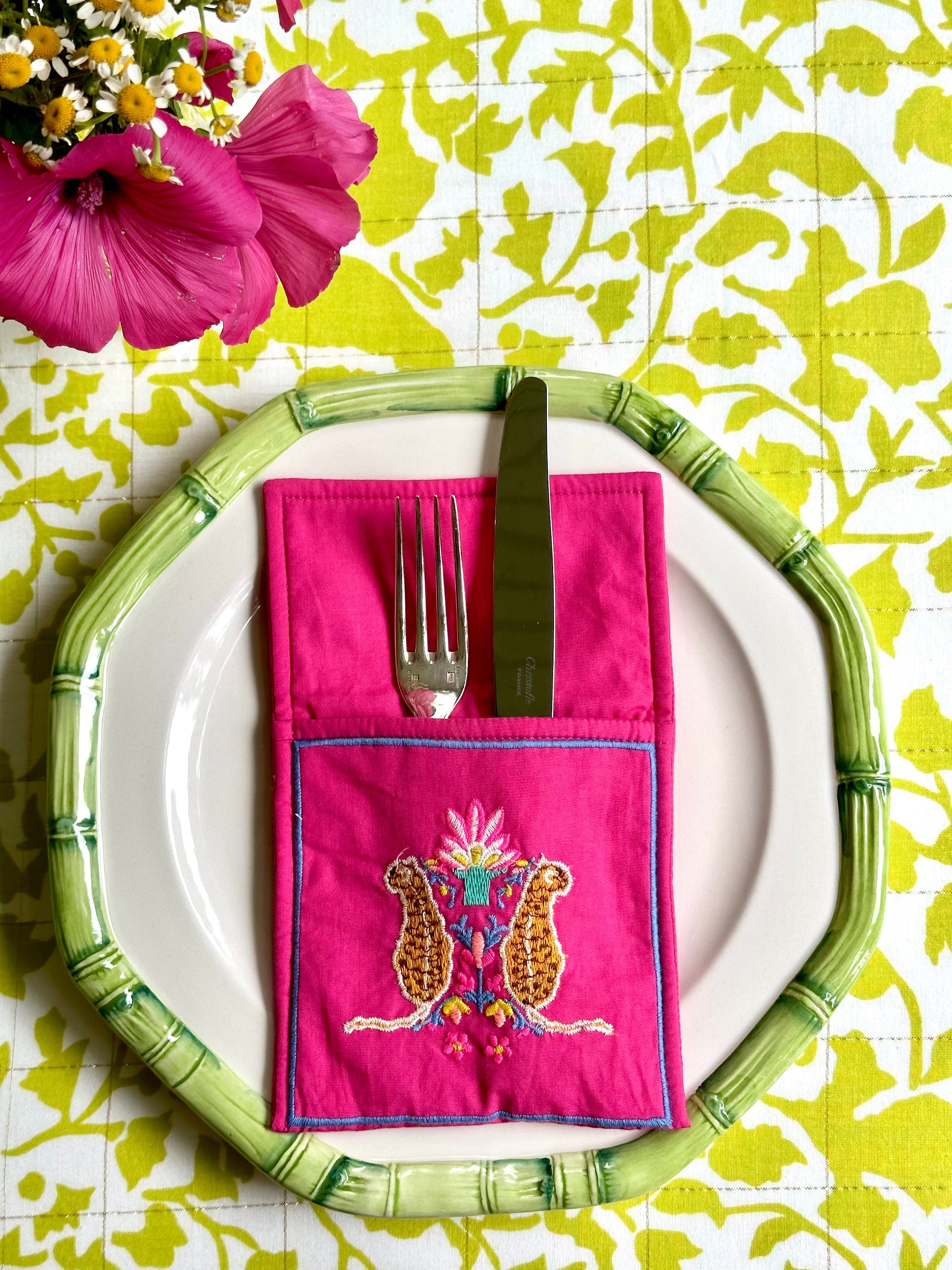 Tablecloth Leaf Print Lime