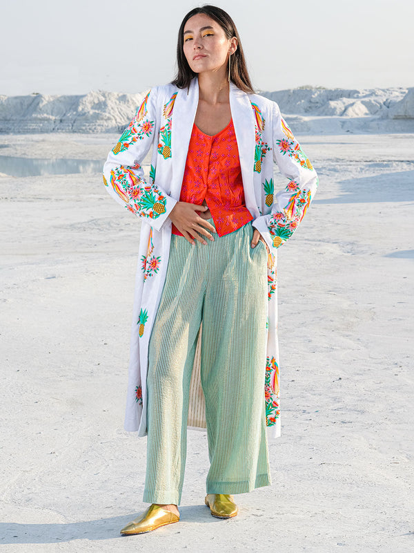 Fennel Pants Lurex Stripe Aqua