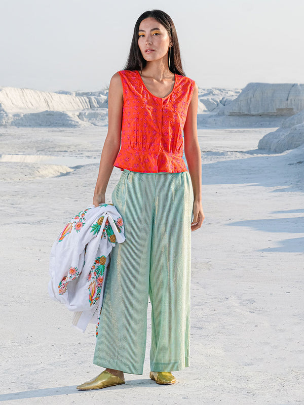 Fennel Pants Lurex Stripe Aqua