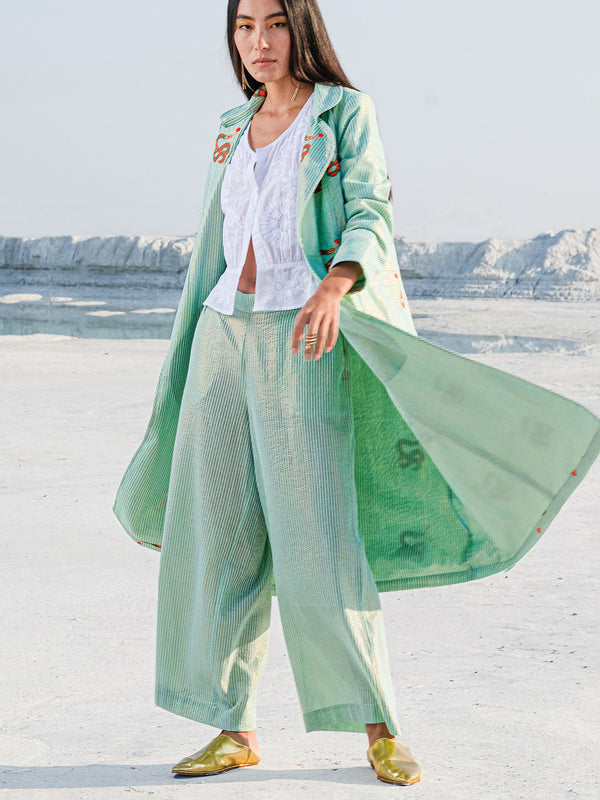 Fennel Pants Lurex Stripe Aqua