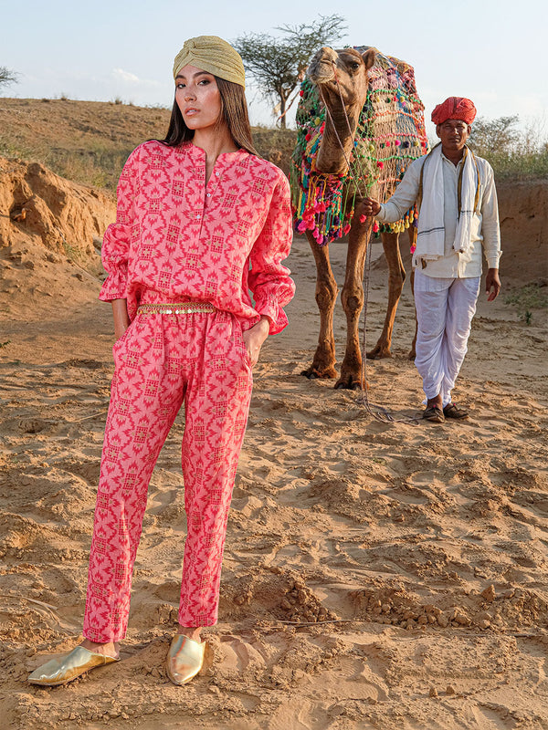 Amber Pants Ikat Coral